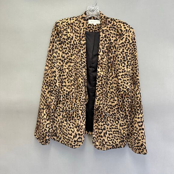Daniel Rainn leopard open front blazer size large lightweight silky jersey - Picture 2 of 14